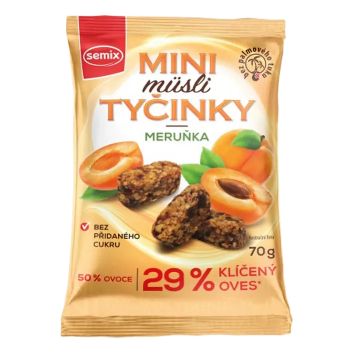 Semix Mini Müsli tyčinky s meruňkami bez lepku 70g